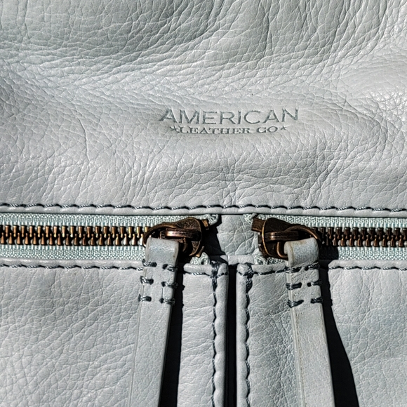 American Leather Crossbody Bag - Soft Blue - Picture 4 of 11